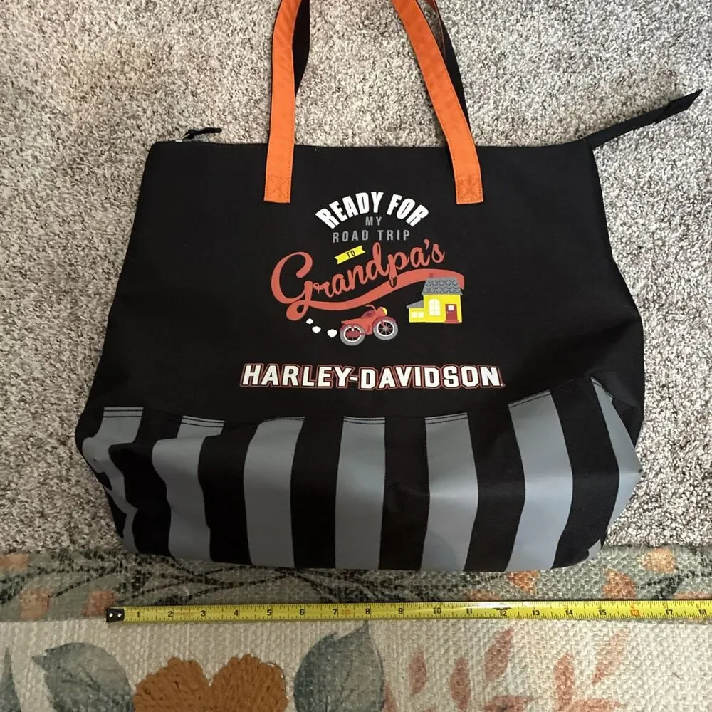 Harley-Davidson Tote Bag Orange “Ready For Road Trip To Grandpa’s” Padded
